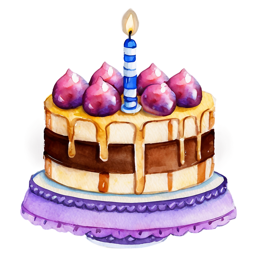 Watercolor Birthday Cake Png Oyp PNG Image