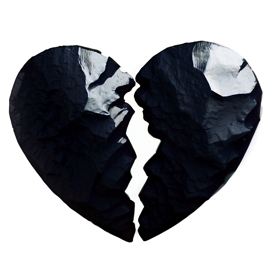 Watercolor Black Broken Heart Png 06252024 PNG Image