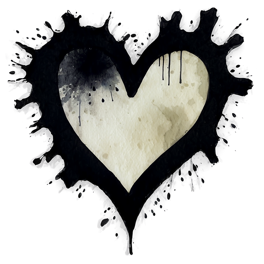 Watercolor Black Broken Heart Png Kui47 PNG Image