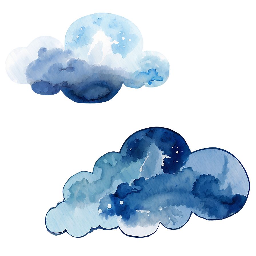 Watercolor Blue Clouds Png Oup68 PNG Image