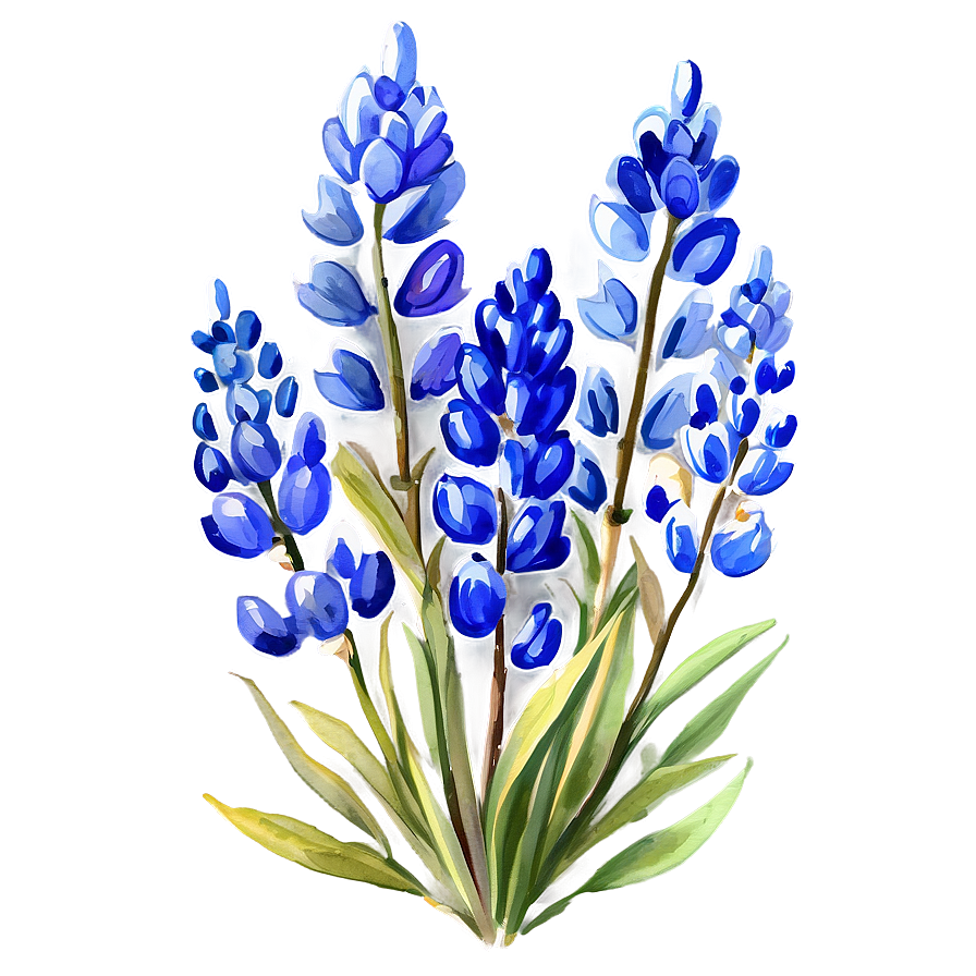 Watercolor Bluebonnet Field Png Qel52 PNG Image