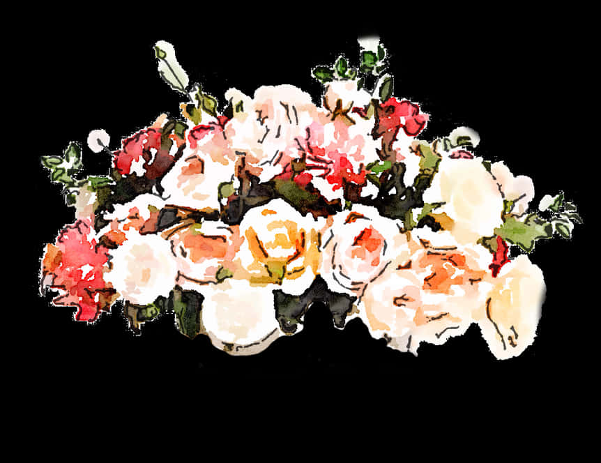 Watercolor Bouquet Artwork PNG Image