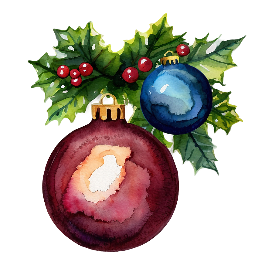 Watercolor Christmas Decor Png Wjv75 PNG Image