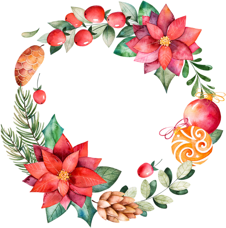 Watercolor_ Christmas_ Wreath_ Element PNG Image