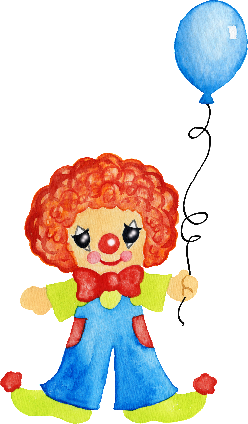 Watercolor Clownwith Balloon PNG Image