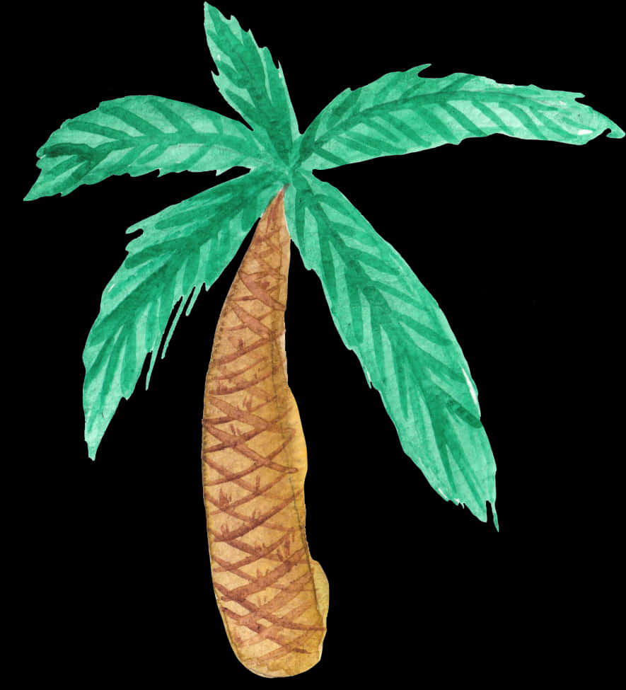 Watercolor Coconut Tree Artwork PNG Image