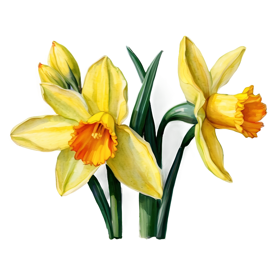 Watercolor Daffodil Flowers Png 63 PNG Image