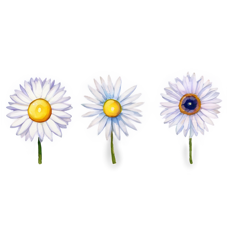 Watercolor Daisy Elements Png Pqt42 PNG Image