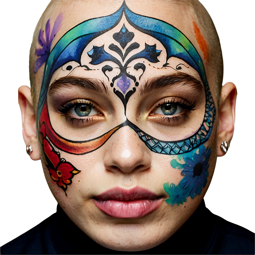 Watercolor Face Tattoo Png 06122024 PNG Image