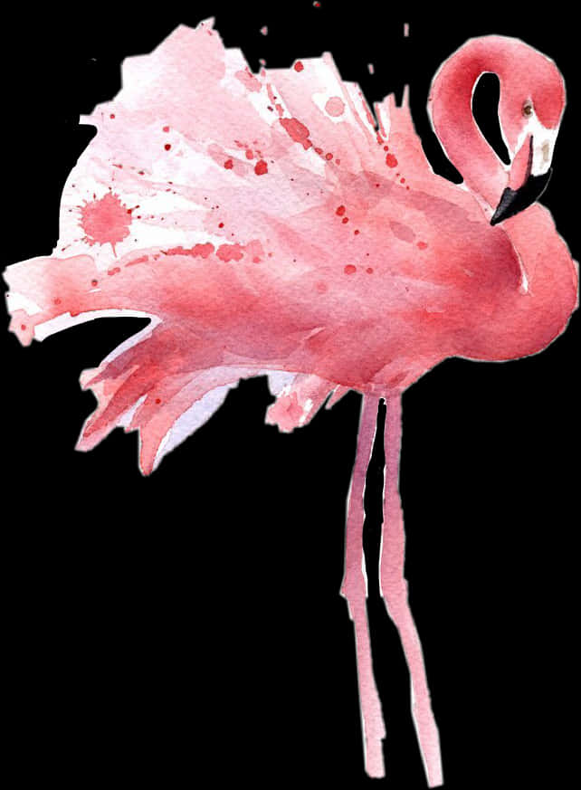 Watercolor Flamingo Artwork PNG Image