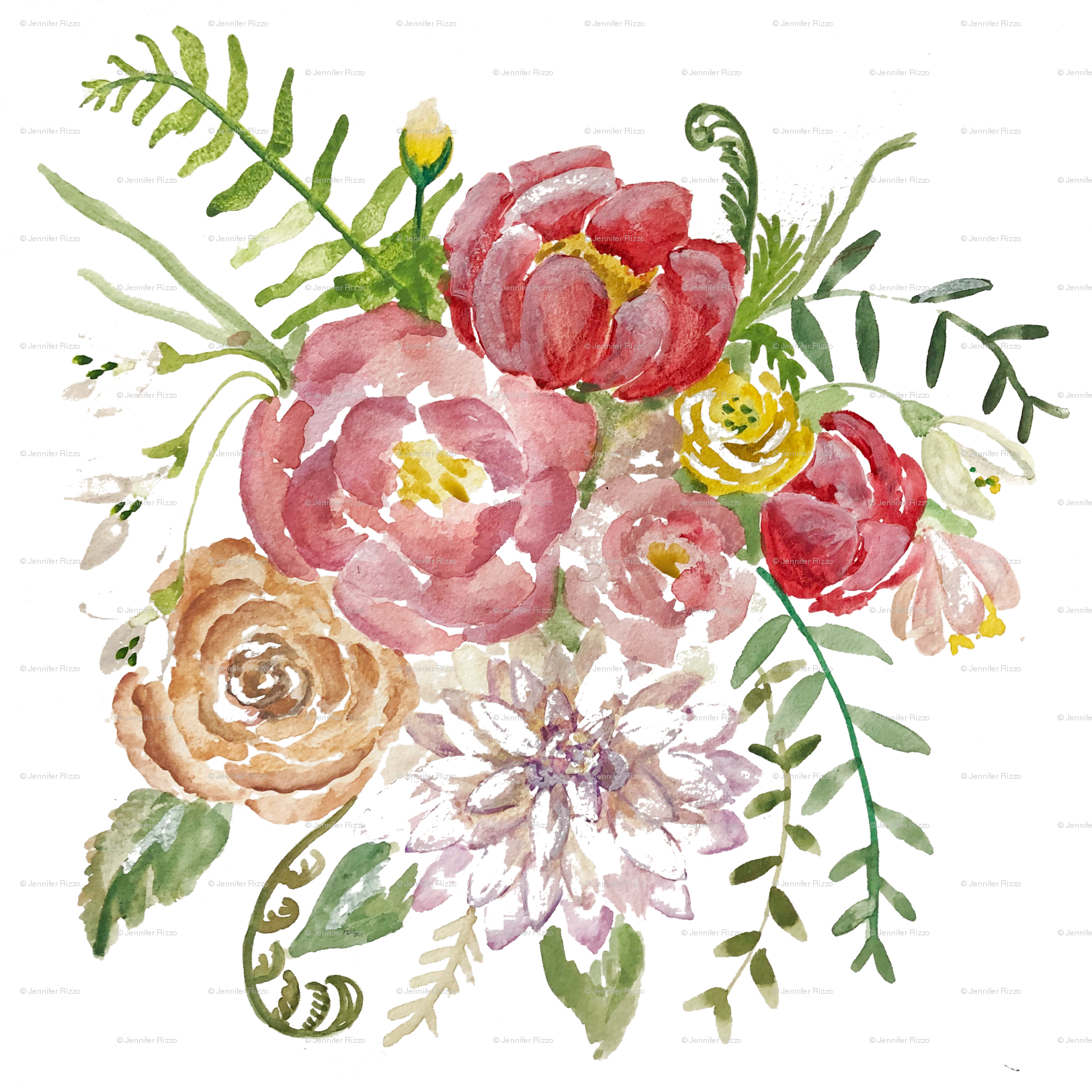 Watercolor_ Floral_ Arrangement_ Artwork PNG Image