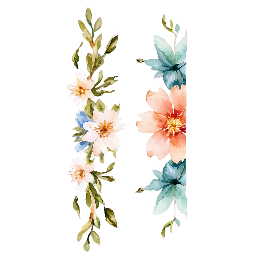 Watercolor Floral Borders Png Gwf35 PNG Image