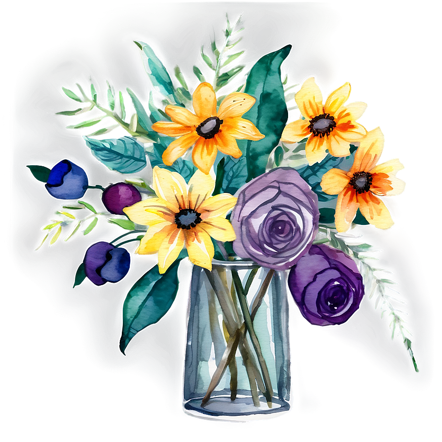 Watercolor Floral Bouquets Png Mnh PNG Image