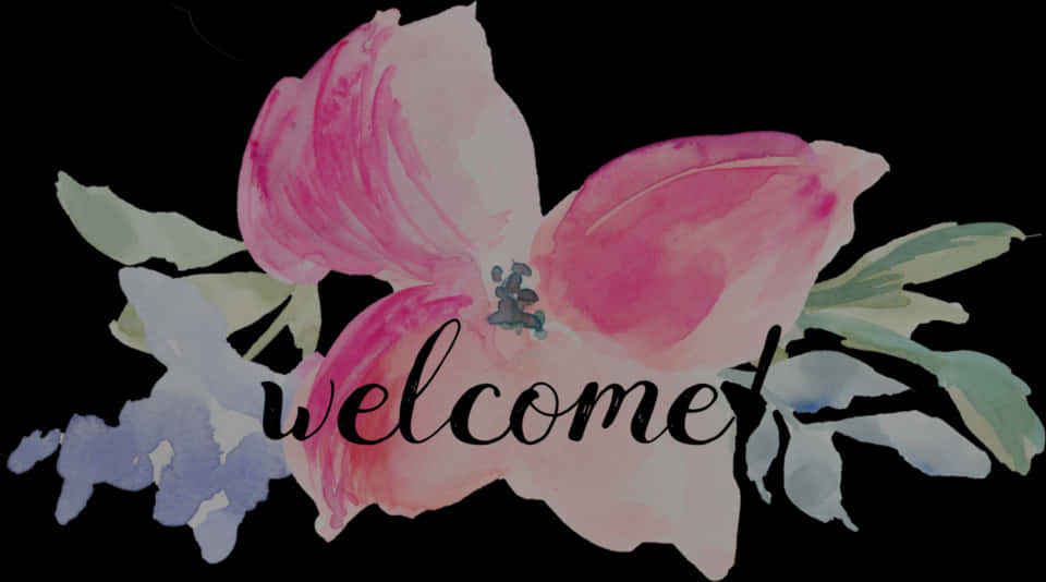 Watercolor Floral Welcome Sign PNG Image