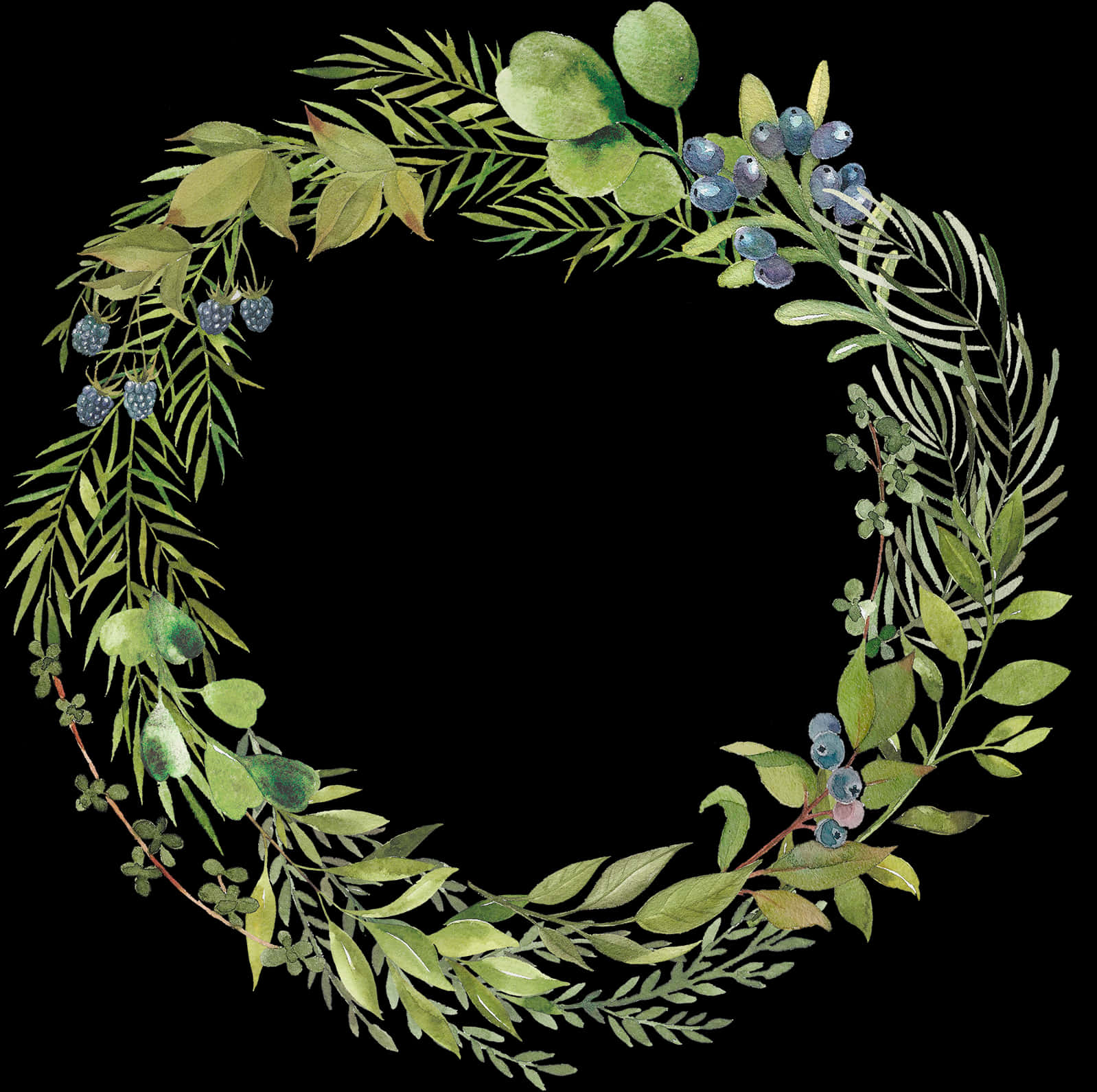 Watercolor_ Floral_ Wreath PNG Image