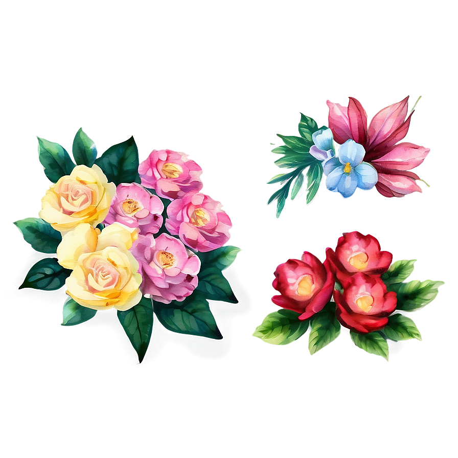 Watercolor Flower Arrangements Png Boi PNG Image