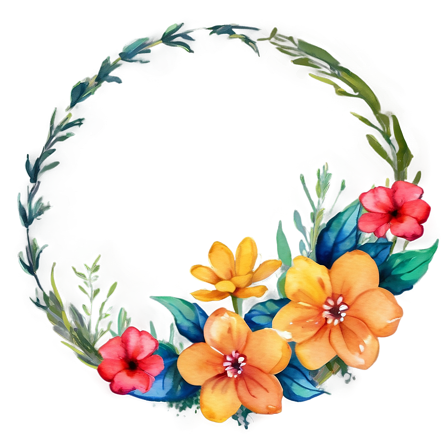 Watercolor Flower Circle Png 06252024 PNG Image