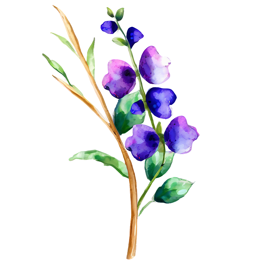 Watercolor Flower Stem Png Klo PNG Image