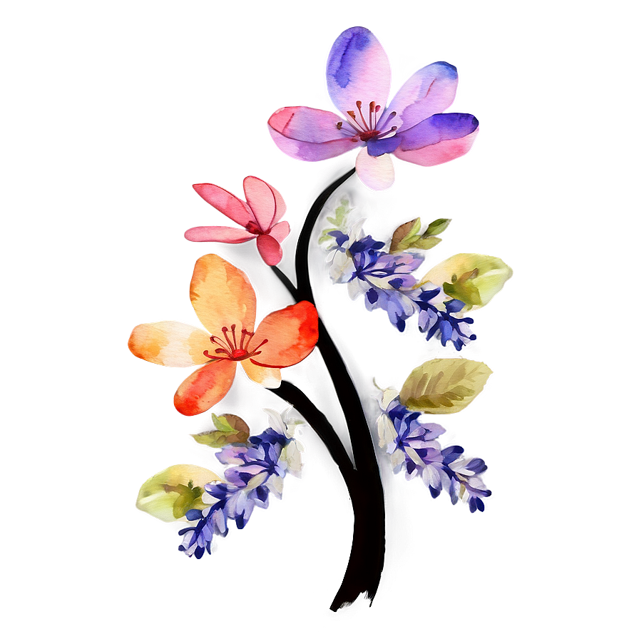 Watercolor Flower Tree Art Png Ecv83 PNG Image