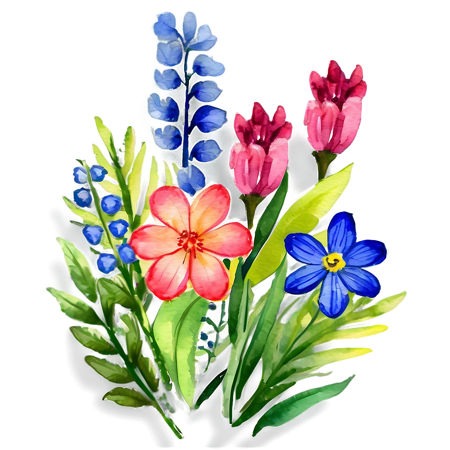 Watercolor Flowers Arrangement Png Sje PNG Image