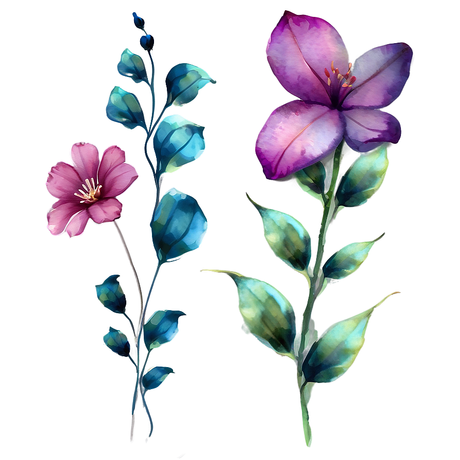 Watercolor Flowers Art Png Ijh27 PNG Image