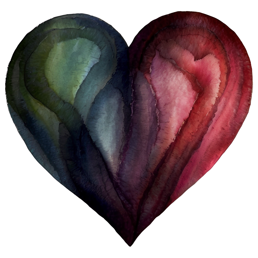 Watercolor Heart Print Png Jkt60 PNG Image