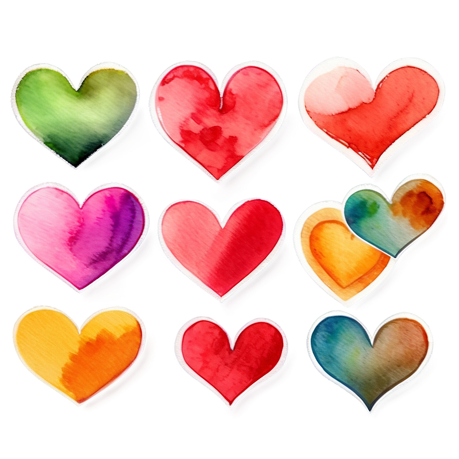 Watercolor Hearts Png Hvg PNG Image