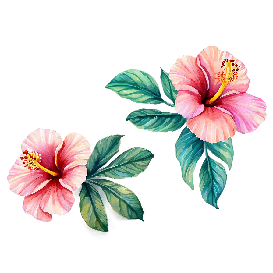 Watercolor Hibiscus Flowers Png 05252024 PNG Image