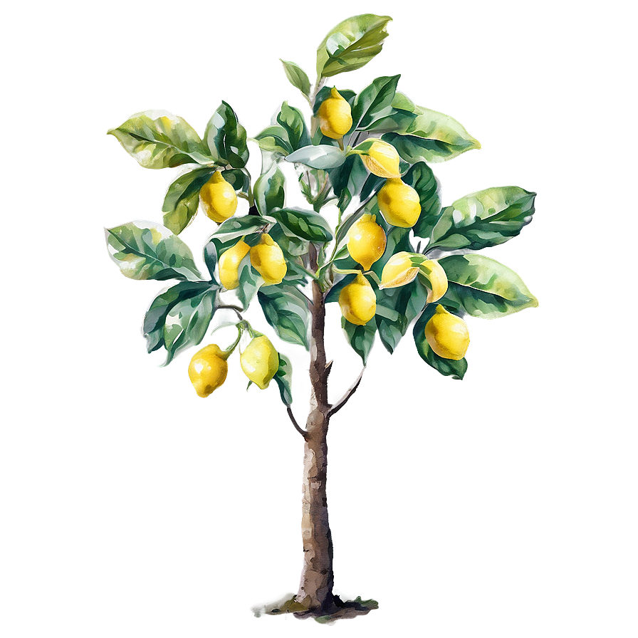 Watercolor Lemon Tree Artwork Png Lpg52 PNG Image