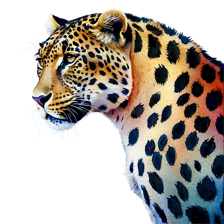 Watercolor Leopard Artwork Png Naw PNG Image