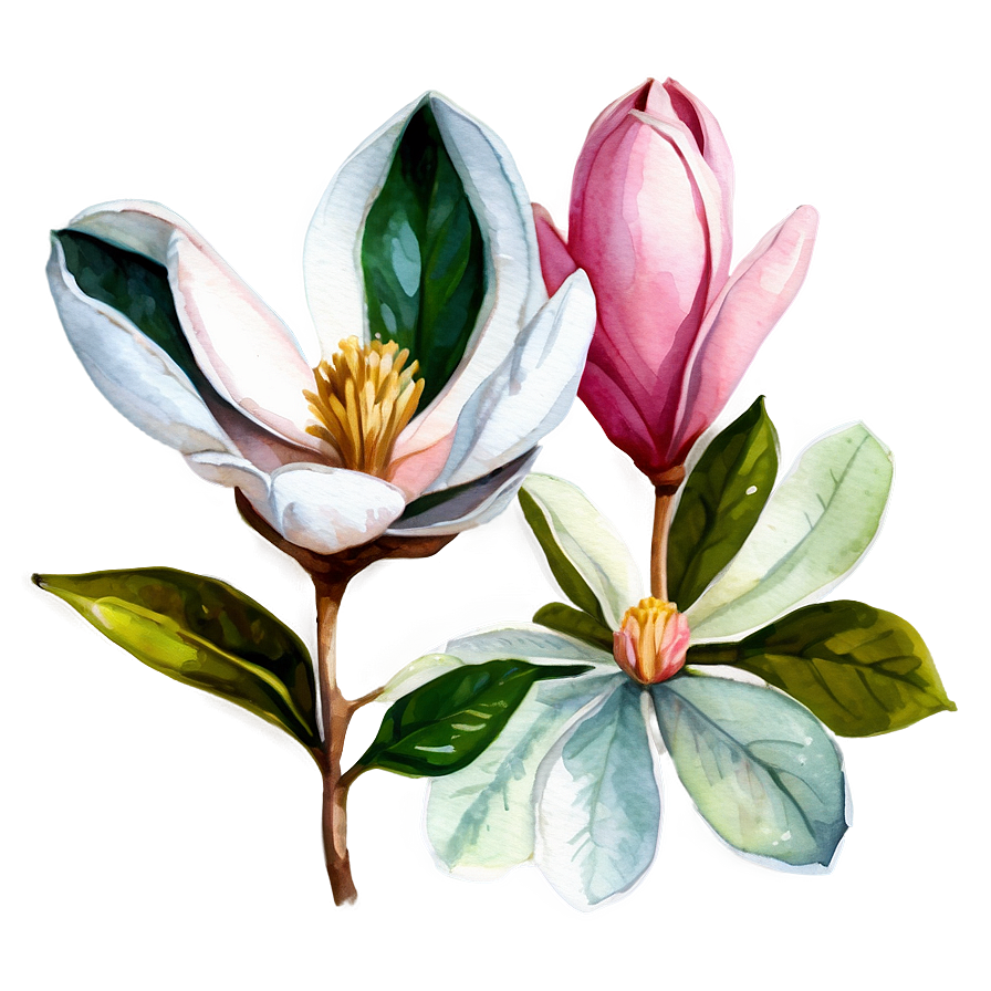 Watercolor Magnolia Clipart Png 05252024 PNG Image