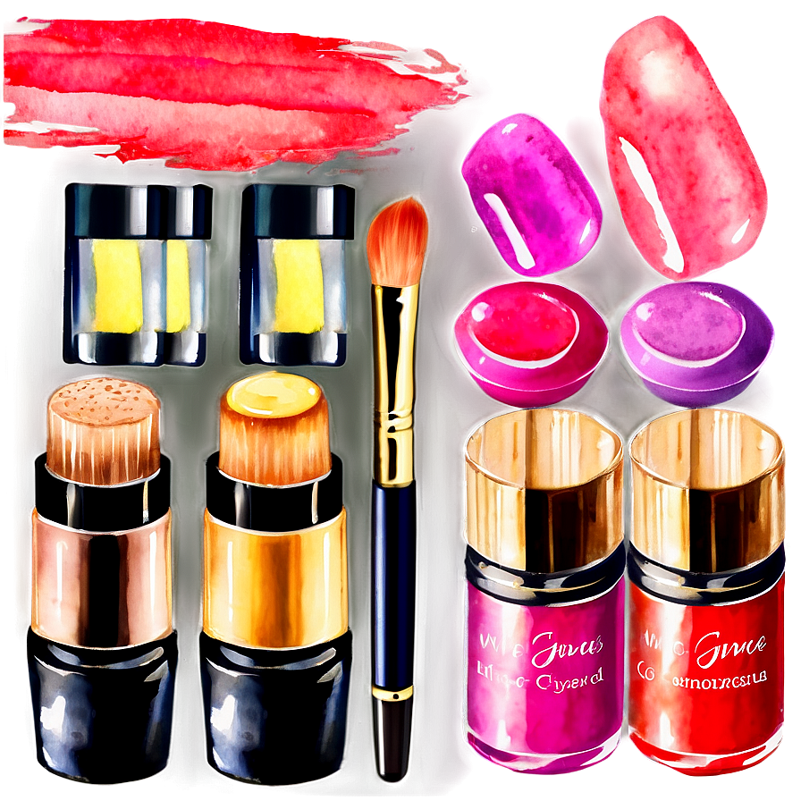 Watercolor Makeup And Cosmetics Png Hye42 PNG Image