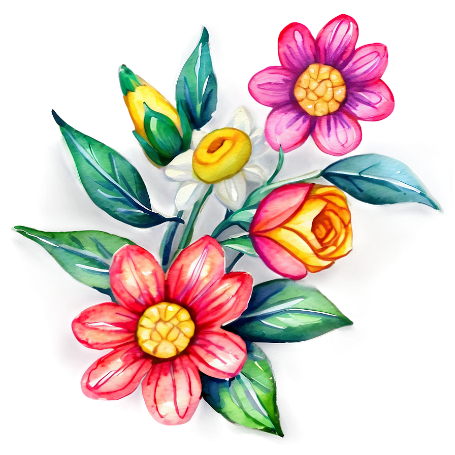 Watercolor Mexican Flowers Png Hhc PNG Image