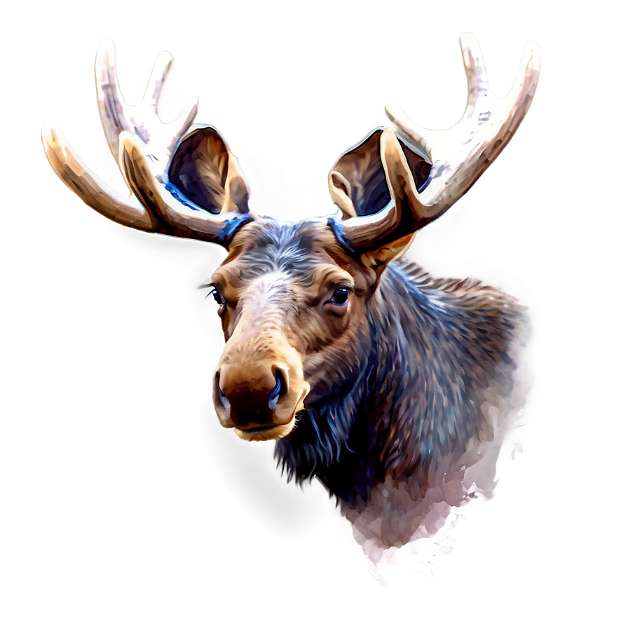 Watercolor Moose Head Painting Png 06292024 PNG Image