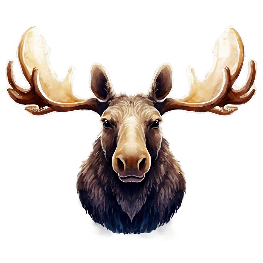 Watercolor Moose Head Painting Png 06292024 PNG Image