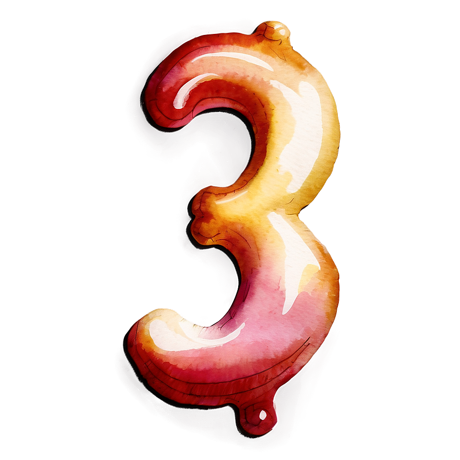 Watercolor Number 3 Png Gry83 PNG Image