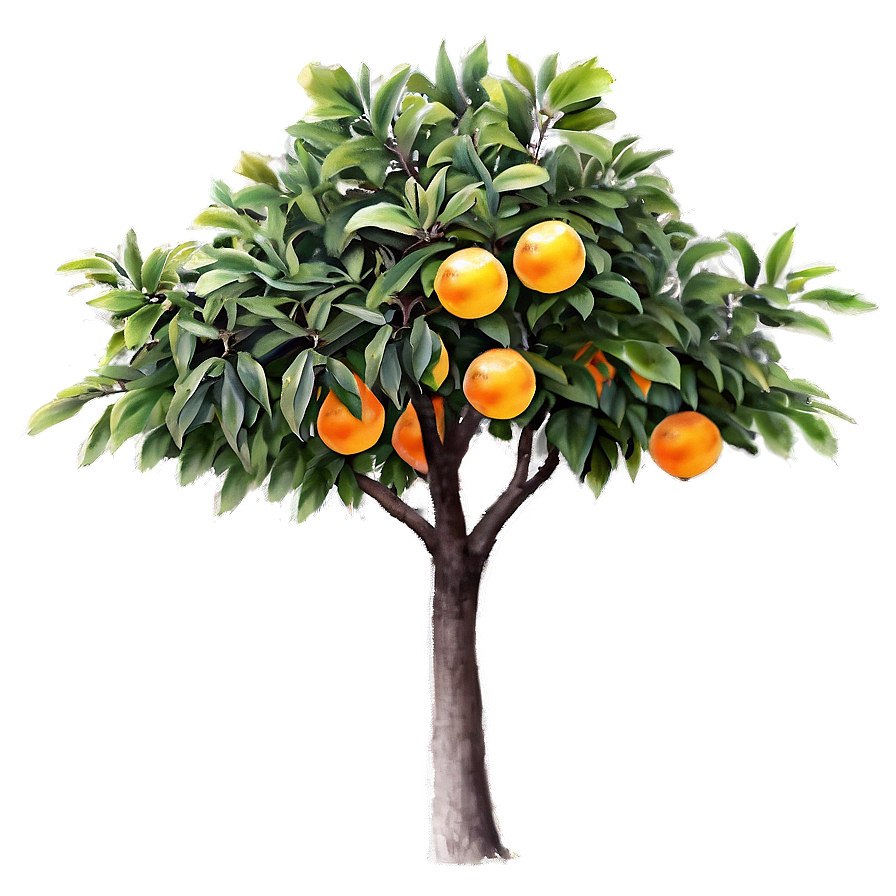 Watercolor Orange Tree Png Mft PNG Image