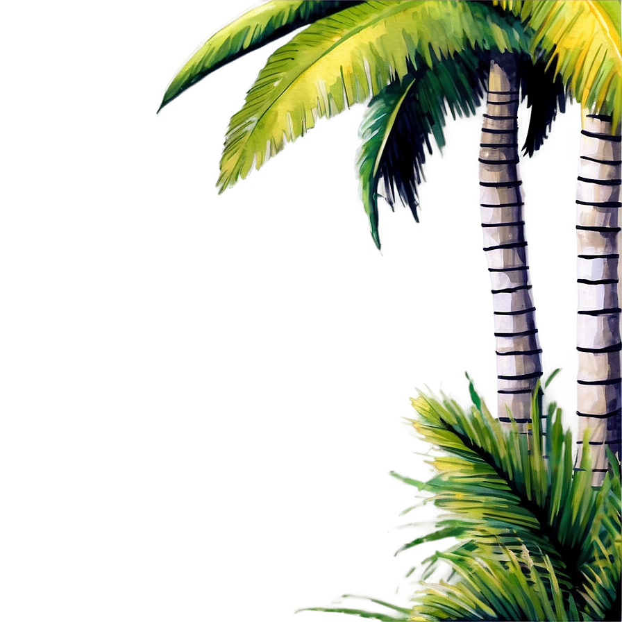 Watercolor Palm Trees Png Cel91 PNG Image