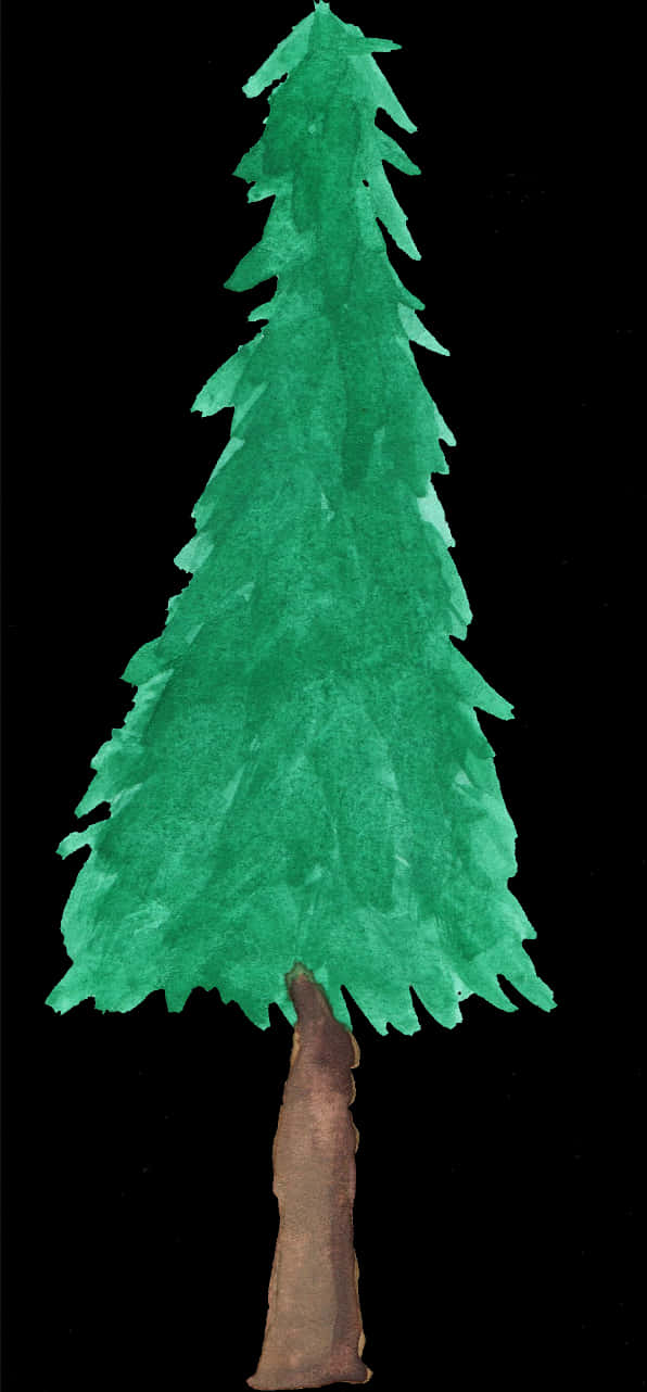 Watercolor Pine Tree Artwork PNG Image