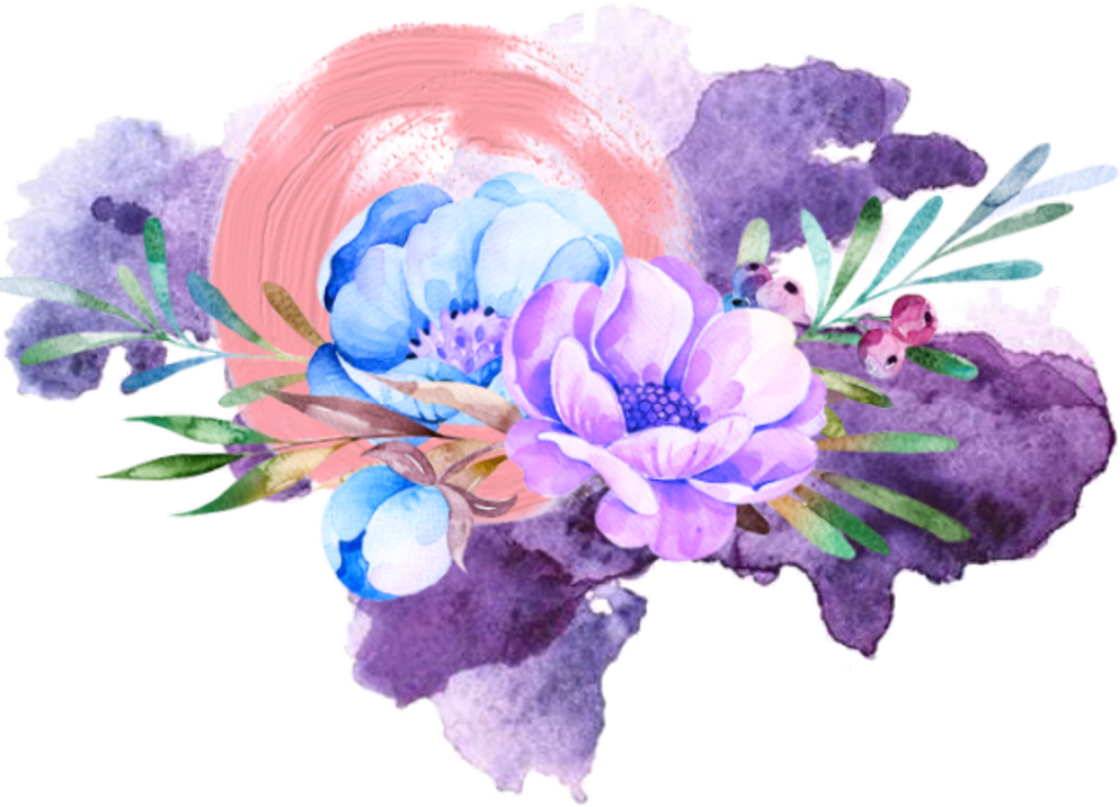 Watercolor Purple Floral Arrangement PNG Image