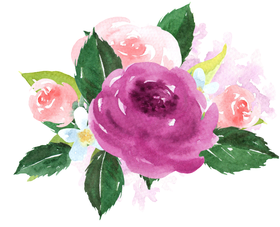 Watercolor Purple Flower Arrangement PNG Image