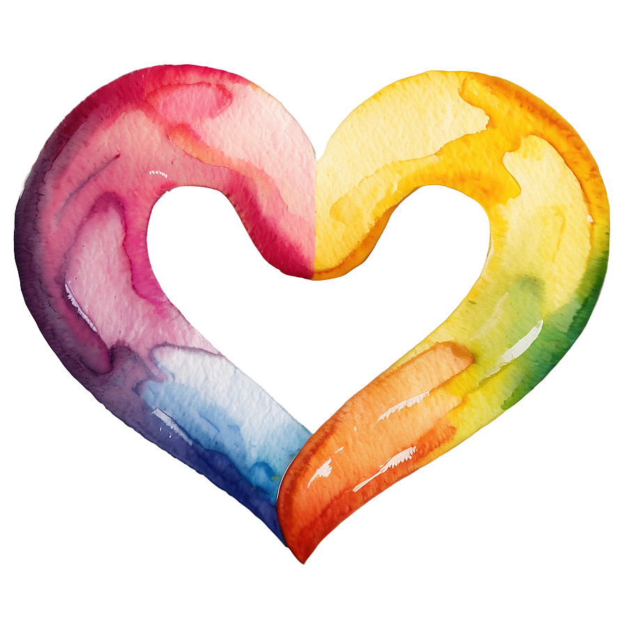 Watercolor Rainbow Heart Png Prb PNG Image