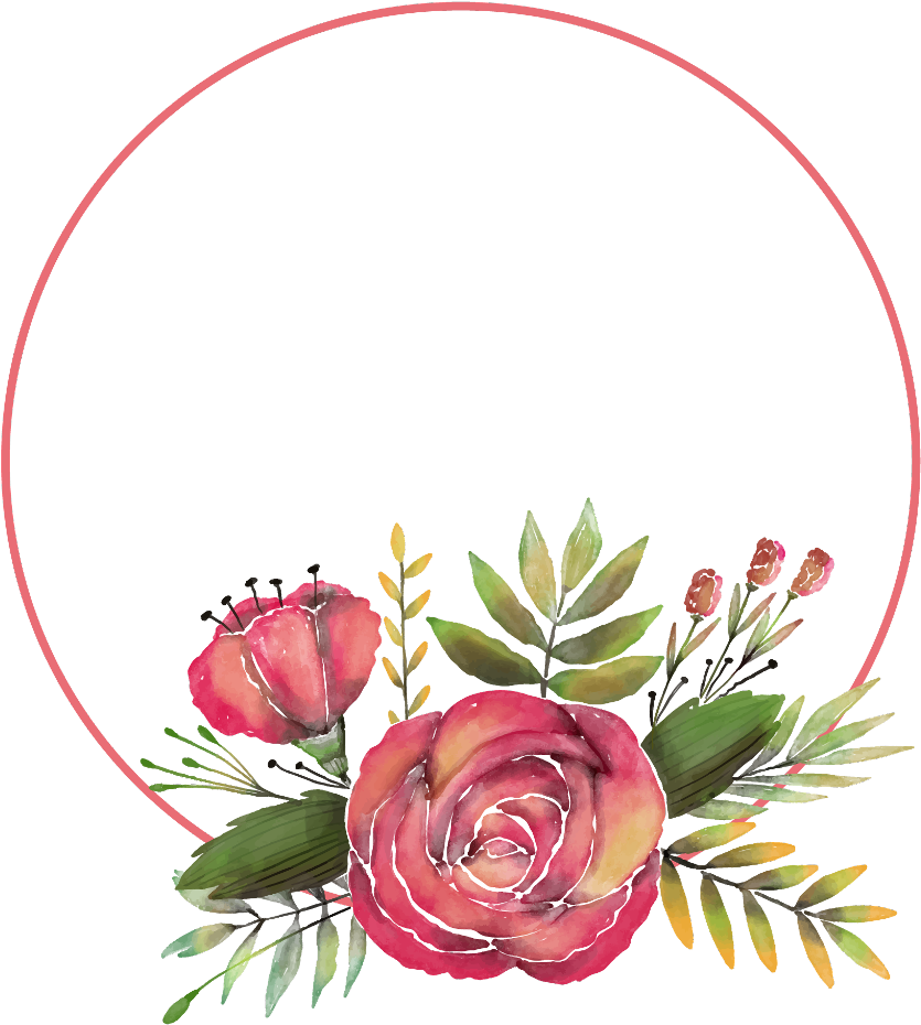 Watercolor Rose Frame Design PNG Image