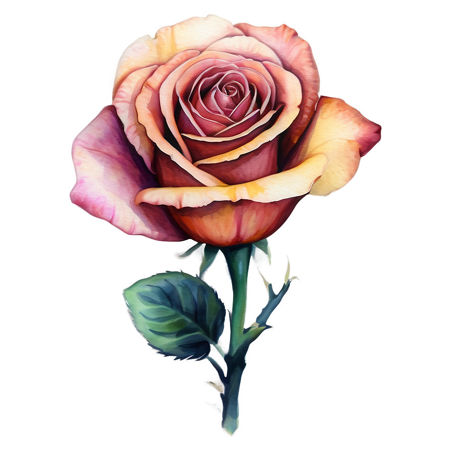 Watercolor Rose Tattoo Drawing Png 05252024 PNG Image