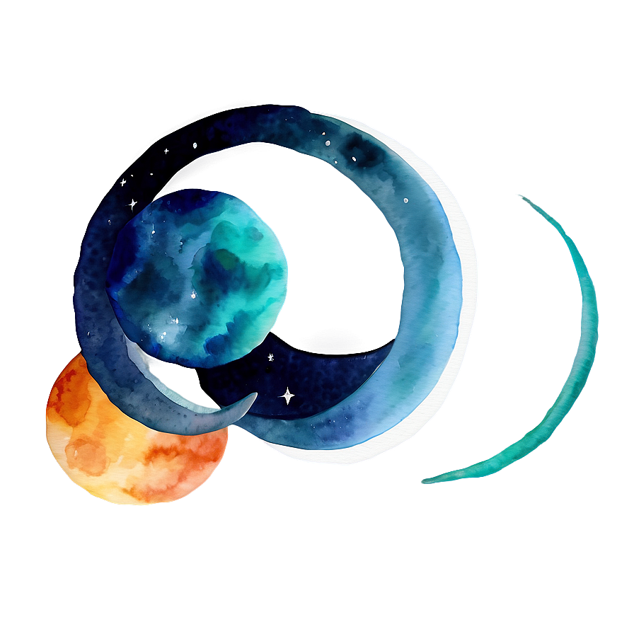 Watercolor Space Elements Png 05032024 PNG Image