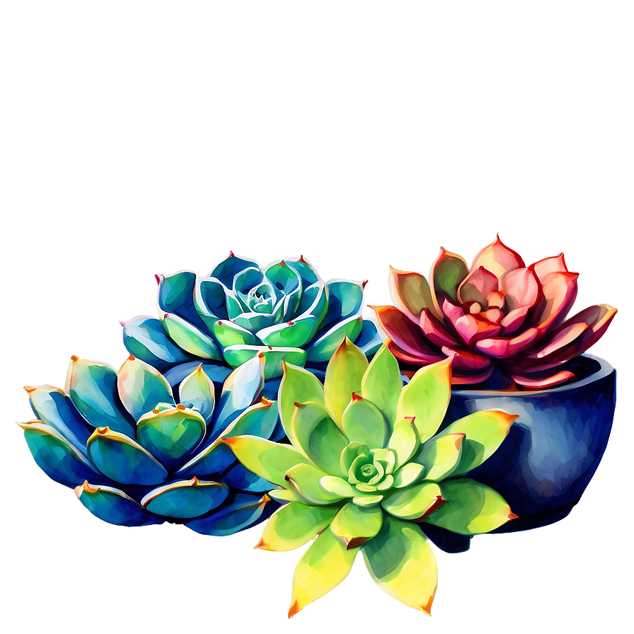 Watercolor Succulents Art Png Odo18 PNG Image