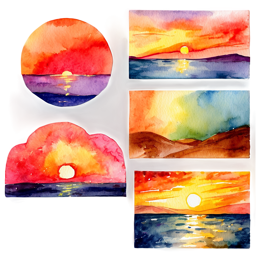 Watercolor Sunsets And Sunrises Png 05032024 PNG Image