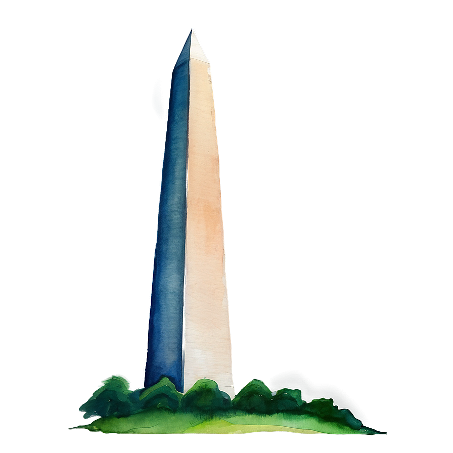 Watercolor Washington Monument Portrait Png Ios55 PNG Image