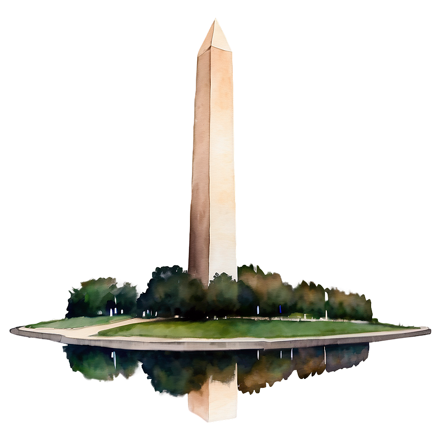 Watercolor Washington Monument Portrait Png Rfx PNG Image