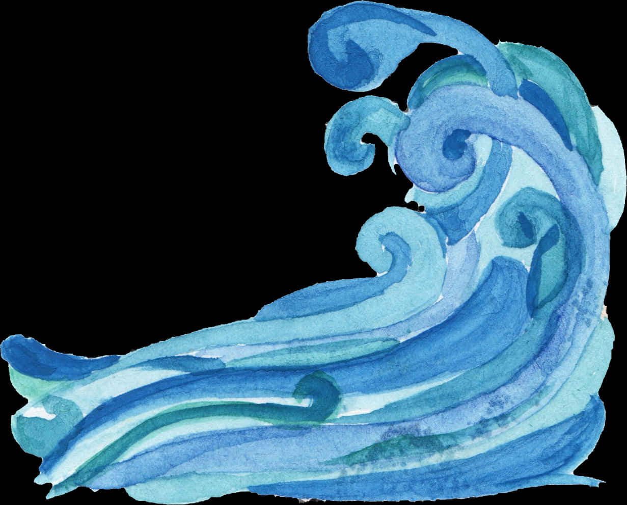 Watercolor Wave Artwork PNG Image